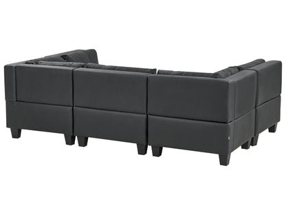  Modular U-Shape Sofa 5 Seater UNSTAD Faux Leather Black