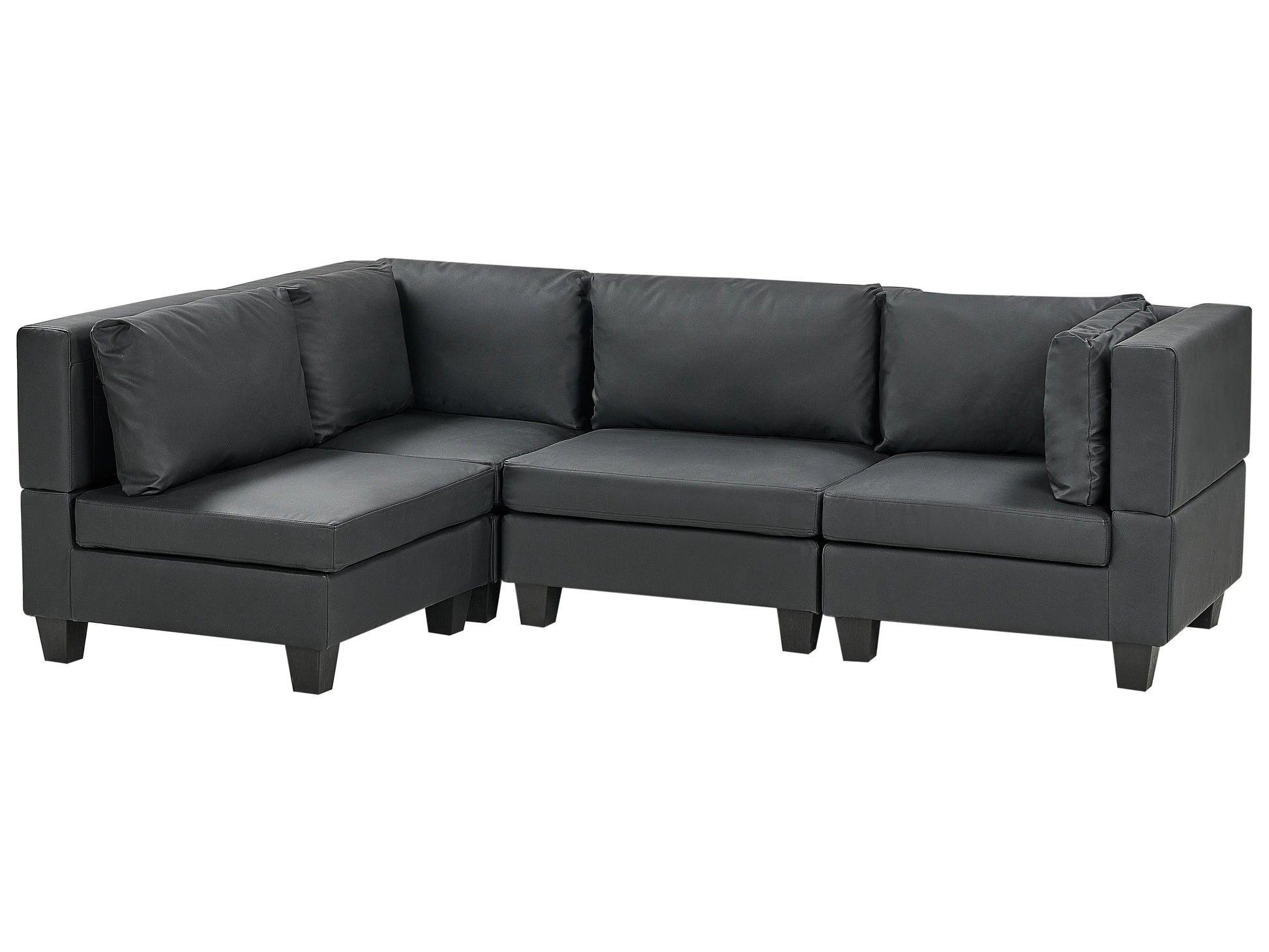  Modular Corner Sofa 4 Seater UNSTAD Faux Leather Black Right Hand