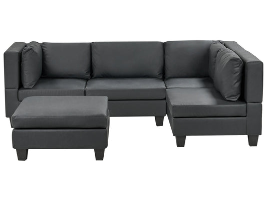  Modular Corner Sofa 4 Seater UNSTAD Faux Leather Black Left Hand