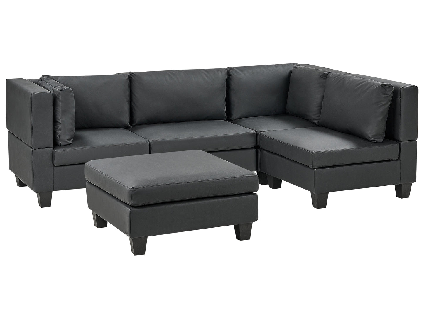  Modular Corner Sofa 4 Seater UNSTAD Faux Leather Black Left Hand