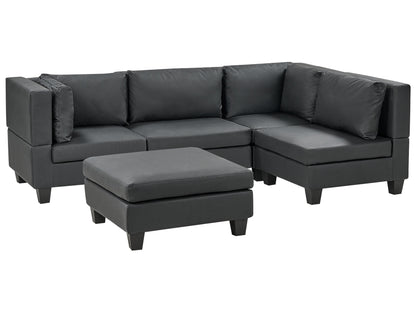  Modular Corner Sofa 4 Seater UNSTAD Faux Leather Black Left Hand