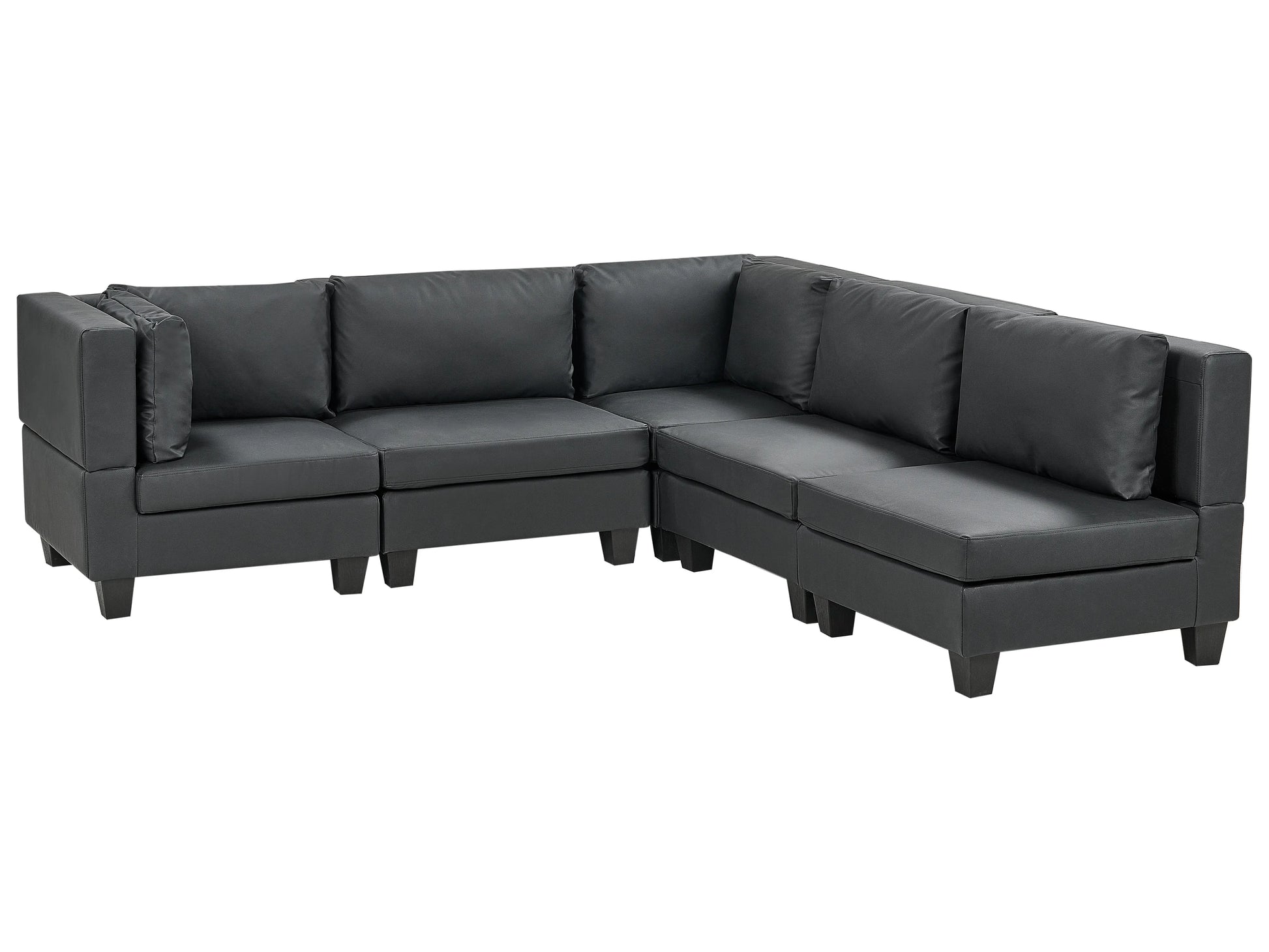  Modular Corner Sofa 5 Seater UNSTAD Faux Leather Black Left Hand