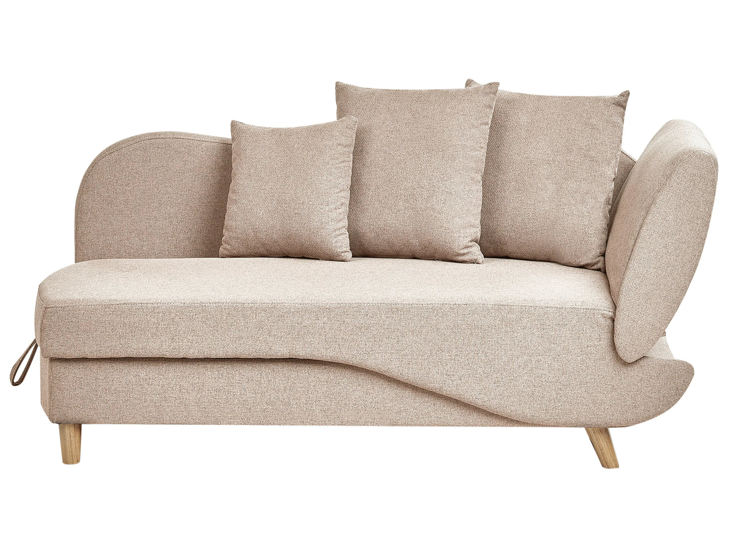  Right-Hand Chaise Lounge MERI Faux Linen Light Brown With Storage