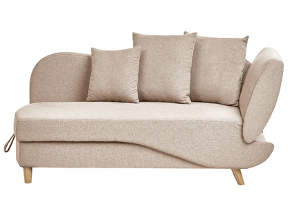  Right-Hand Chaise Lounge MERI Faux Linen Light Brown With Storage