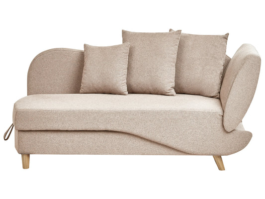  Right-Hand Chaise Lounge MERI Faux Linen Light Brown With Storage