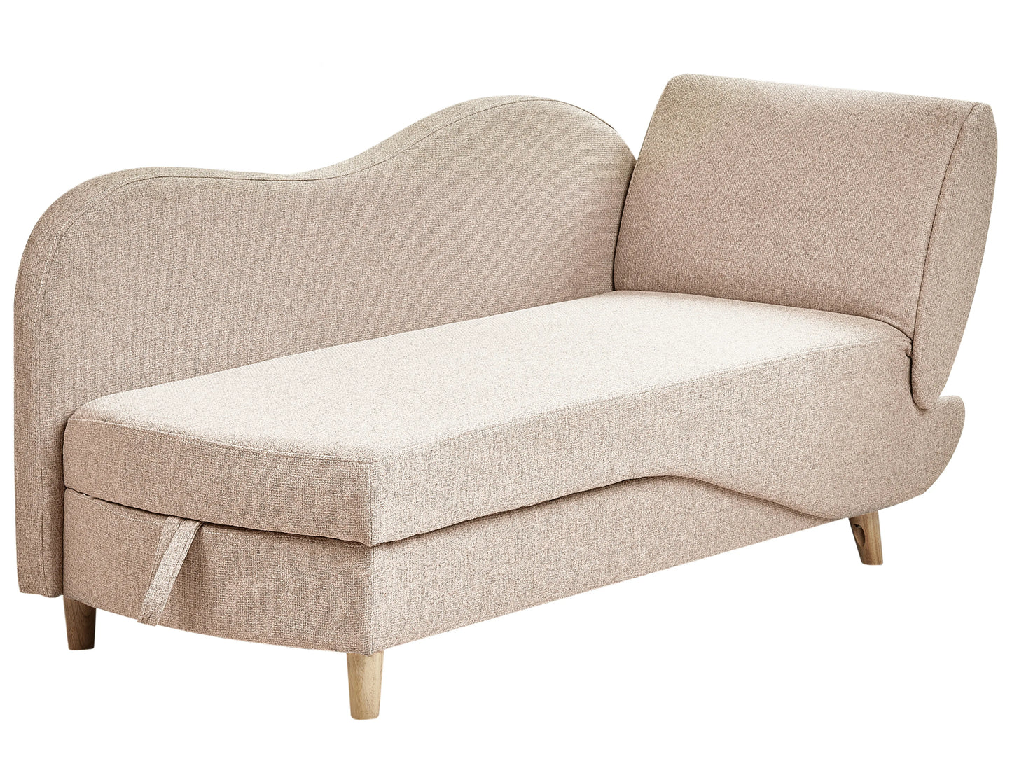  Right-Hand Chaise Lounge MERI Faux Linen Light Brown With Storage