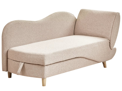  Right-Hand Chaise Lounge MERI Faux Linen Light Brown With Storage