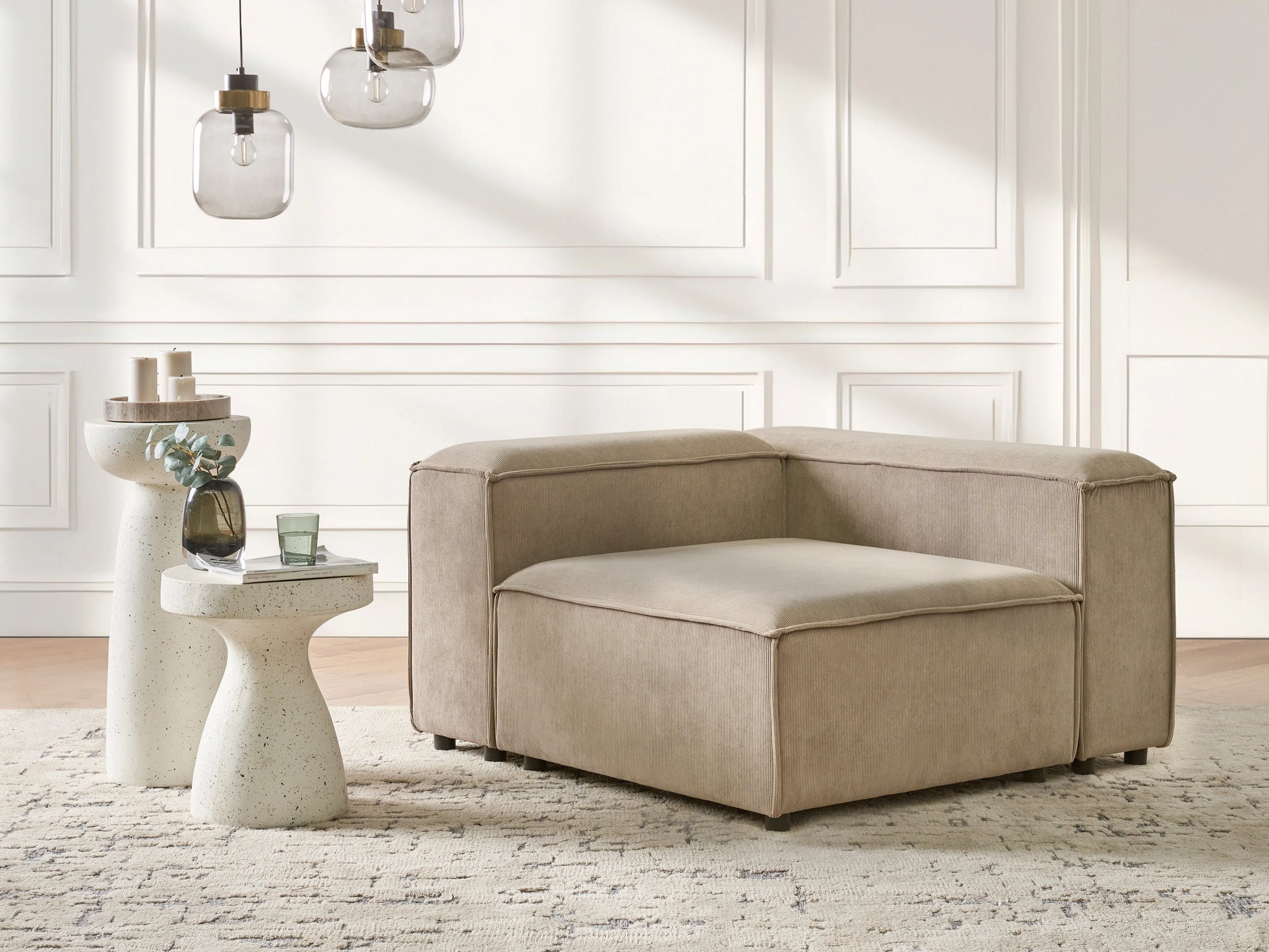  Corner Seat ARDAL Corduroy Light Brown Left Hand