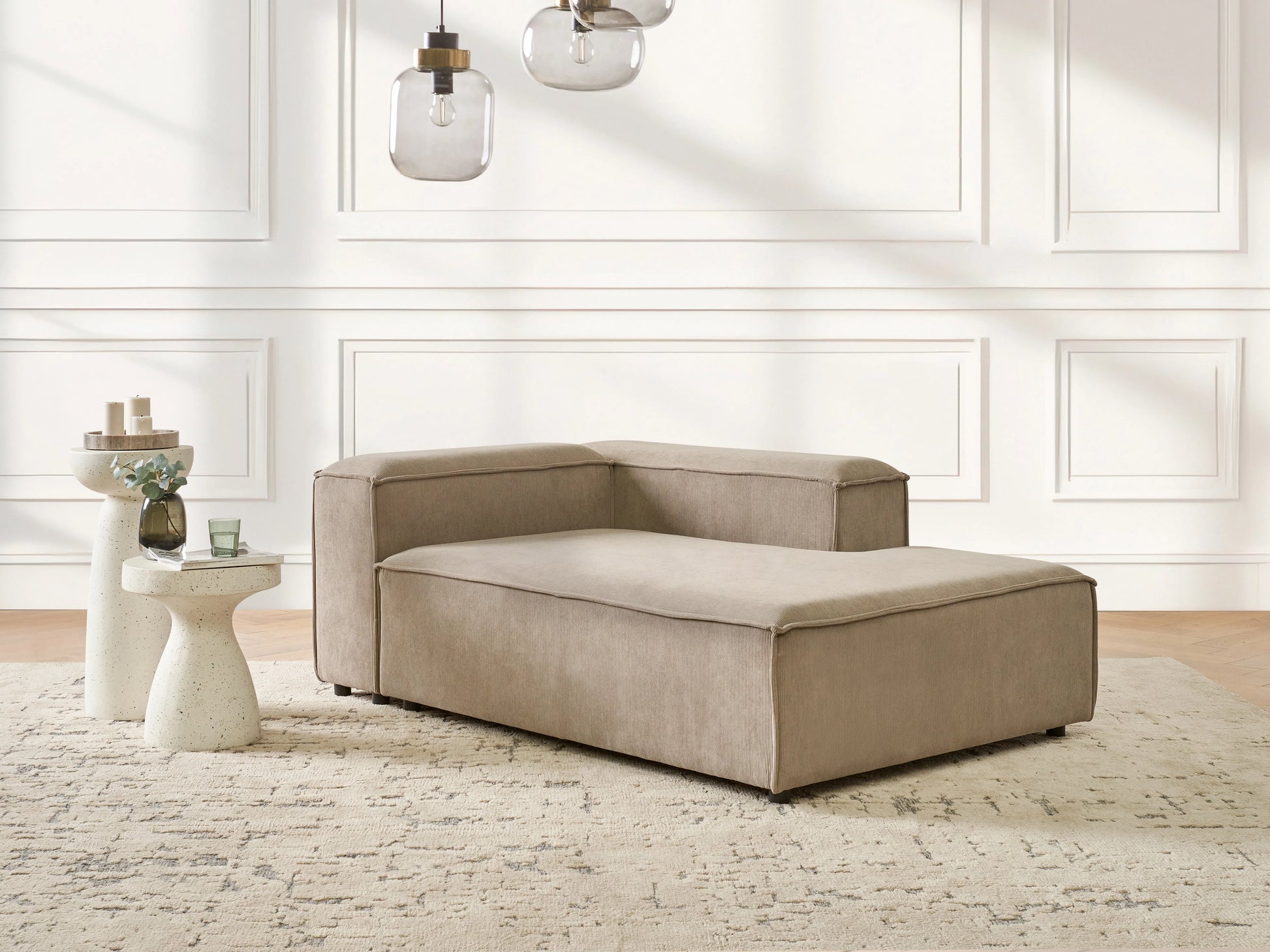  Left-Hand Chaise Lounge ARDAL Corduroy Light Brown