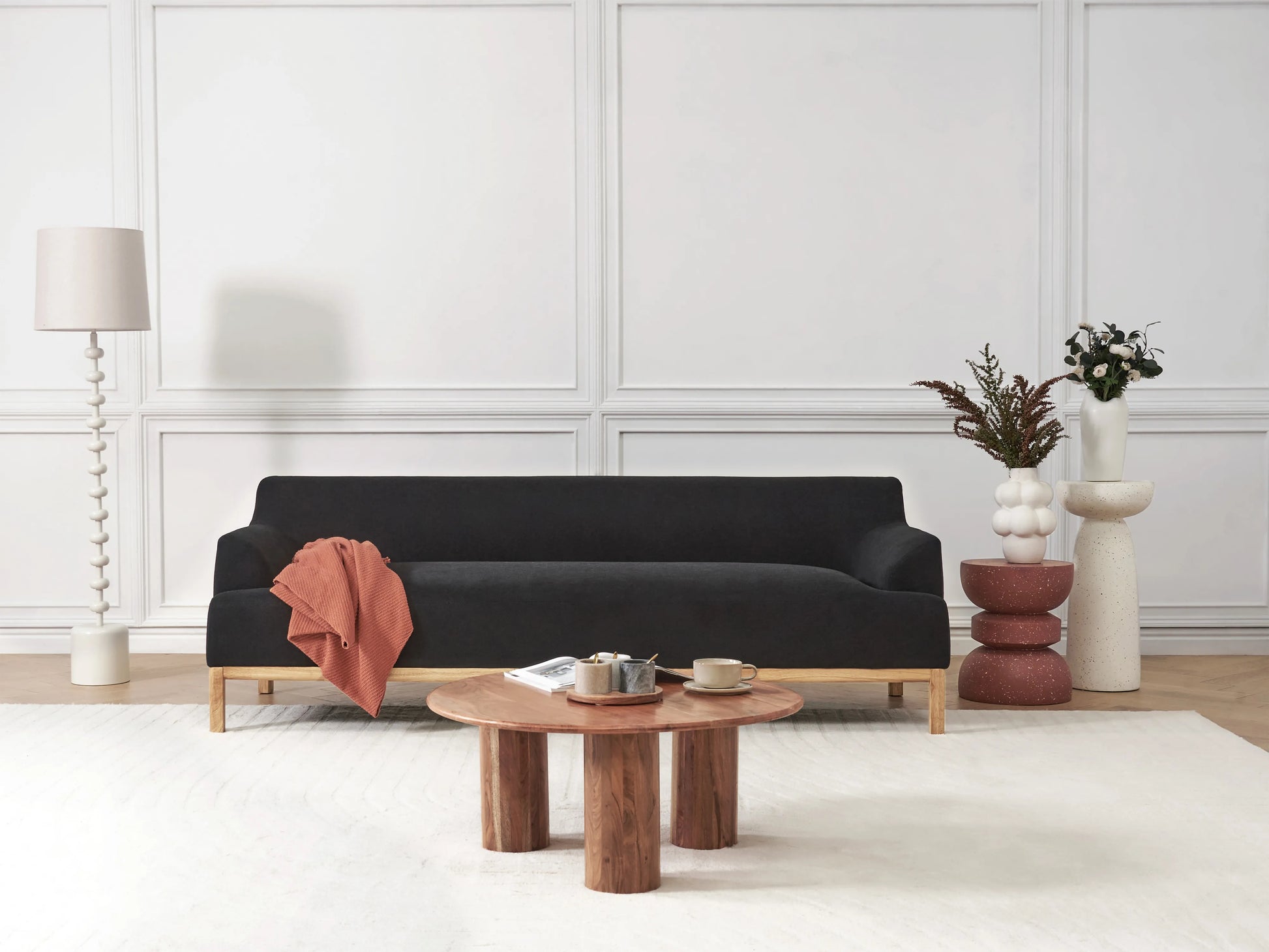  Sofa 3 Seater SOSJO Fabric Black