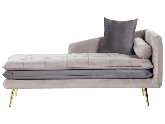  Right-Hand Chaise Lounge GONESSE Velvet Taupe