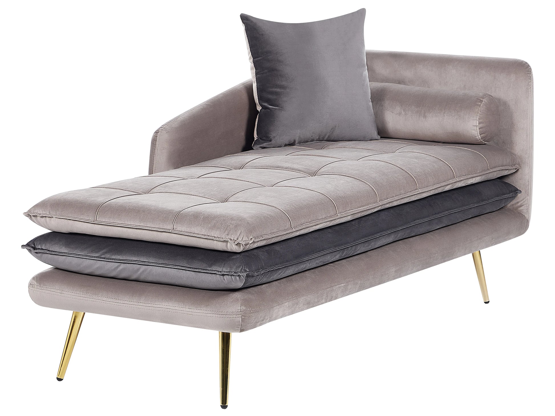  Right-Hand Chaise Lounge GONESSE Velvet Taupe