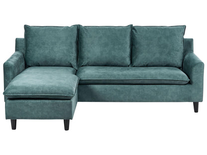  Corner Sofa 3 Seater ELVENES Velvet Teal Right Hand