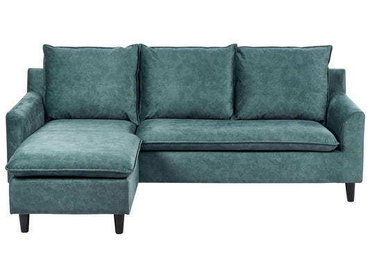  Corner Sofa 3 Seater ELVENES Velvet Teal Right Hand
