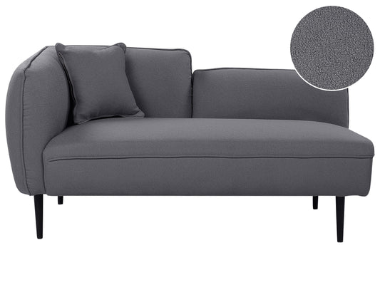  Left-Hand Chaise Lounge CHEVANNES Boucle Dark Grey