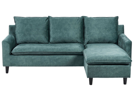 Corner Sofa 3 Seater ELVENES Velvet Teal Left Hand