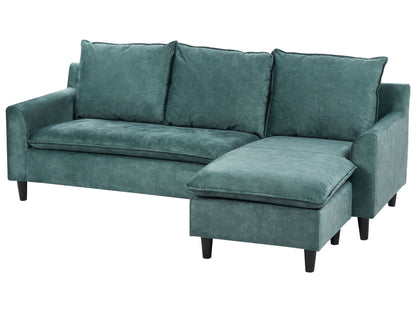  Corner Sofa 3 Seater ELVENES Velvet Teal Left Hand