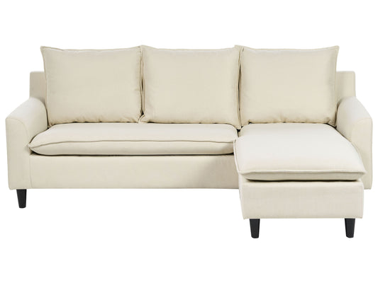 Corner Sofa 3 Seater ELVENES Fabric Light Beige Left Hand