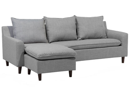  Corner Sofa 3 Seater ELVENES Fabric Light Grey Right Hand