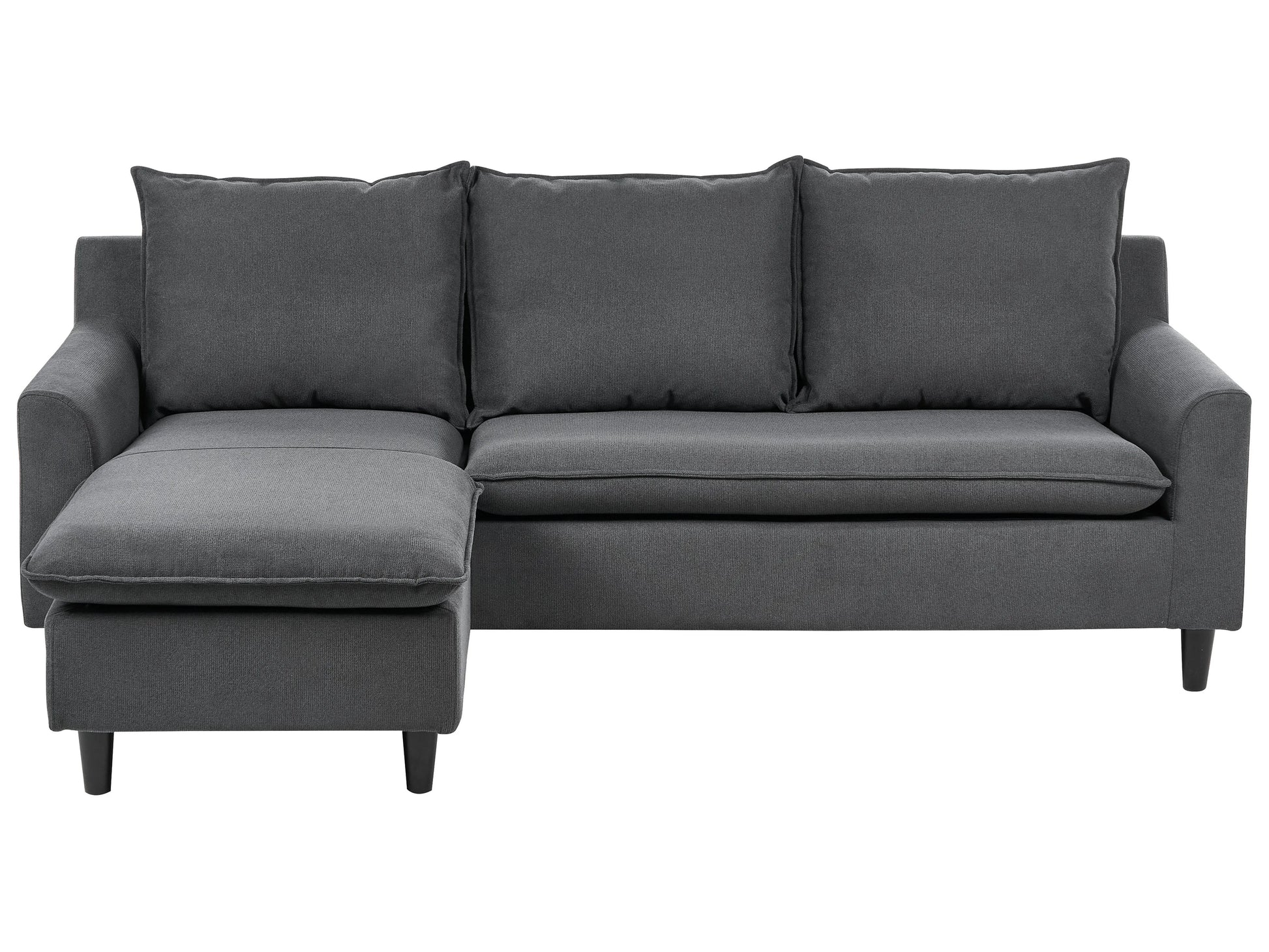  Corner Sofa 3 Seater ELVENES Fabric Dark Grey Right Hand