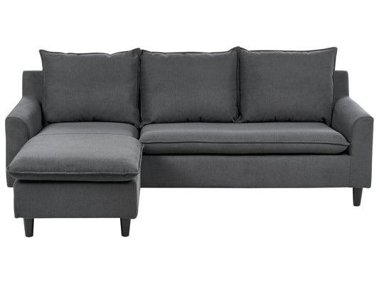  Corner Sofa 3 Seater ELVENES Fabric Dark Grey Right Hand