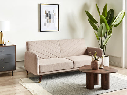  Sofa Bed 3 Seater SENJA Faux Linen Light Brown