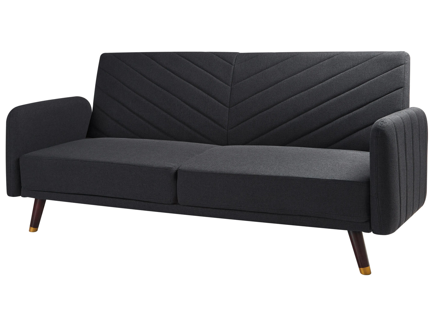  Sofa Bed 3 Seater SENJA Faux Linen Black