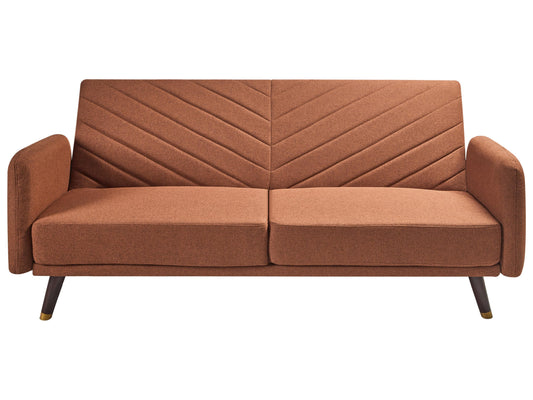  Sofa Bed 3 Seater SENJA Faux Linen Orange
