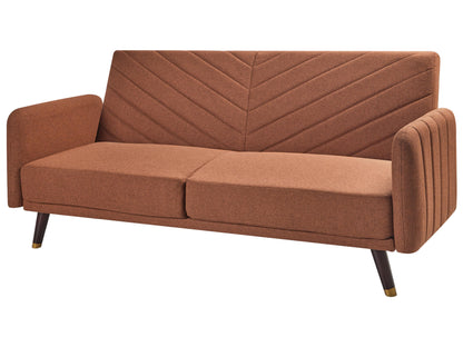  Sofa Bed 3 Seater SENJA Faux Linen Orange