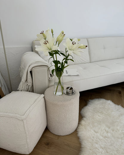  Sofa Bed 3 Seater VISNES Velvet Off-White