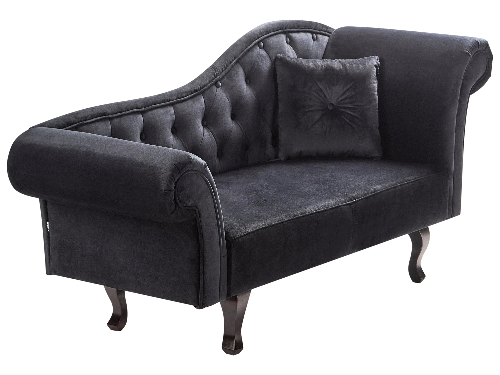  Right-Hand Chaise Lounge LATTES II Velvet Black With Cushion