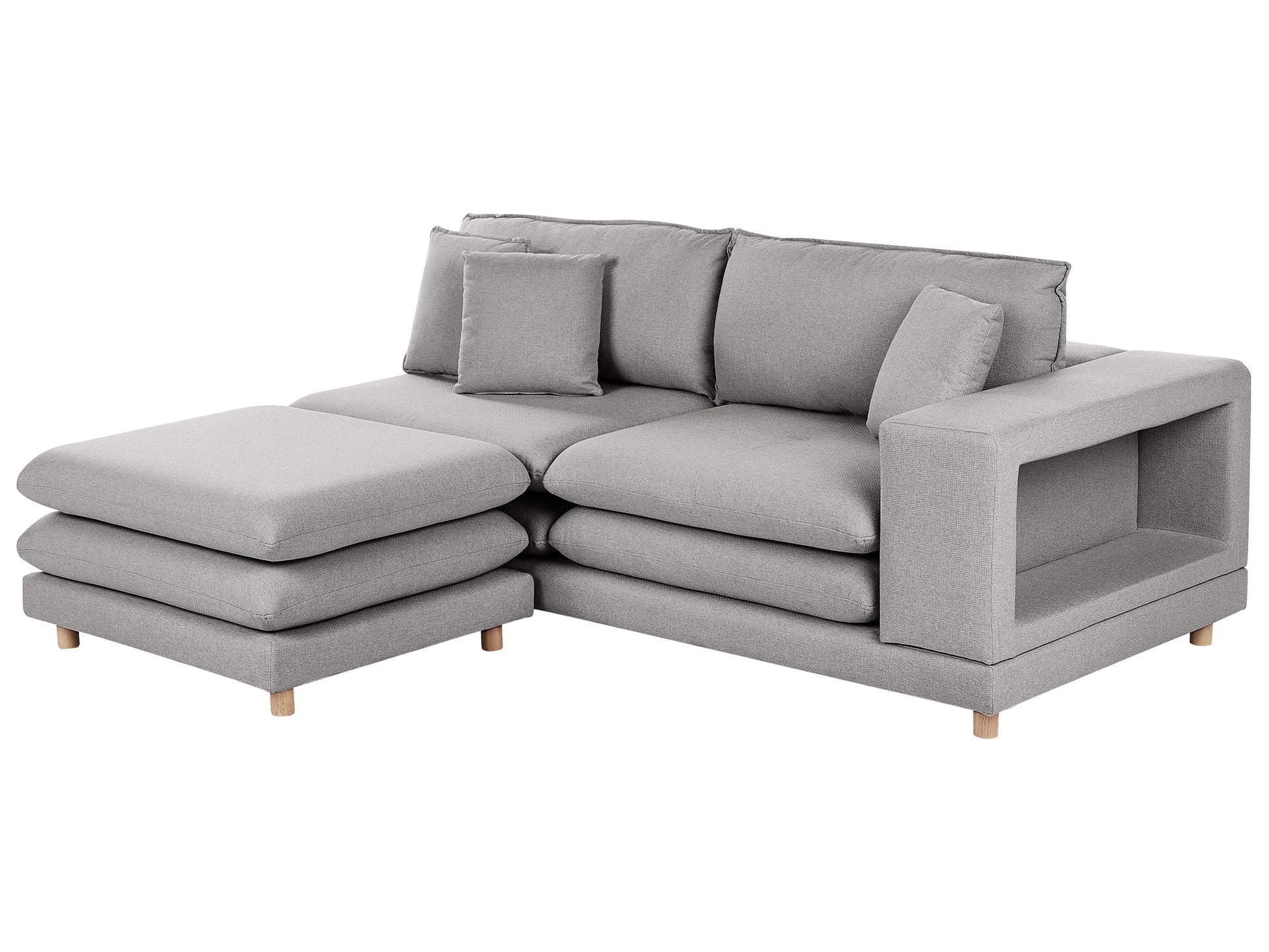  Sofa 2 Seater HEDEN Fabric Grey With Ottoman