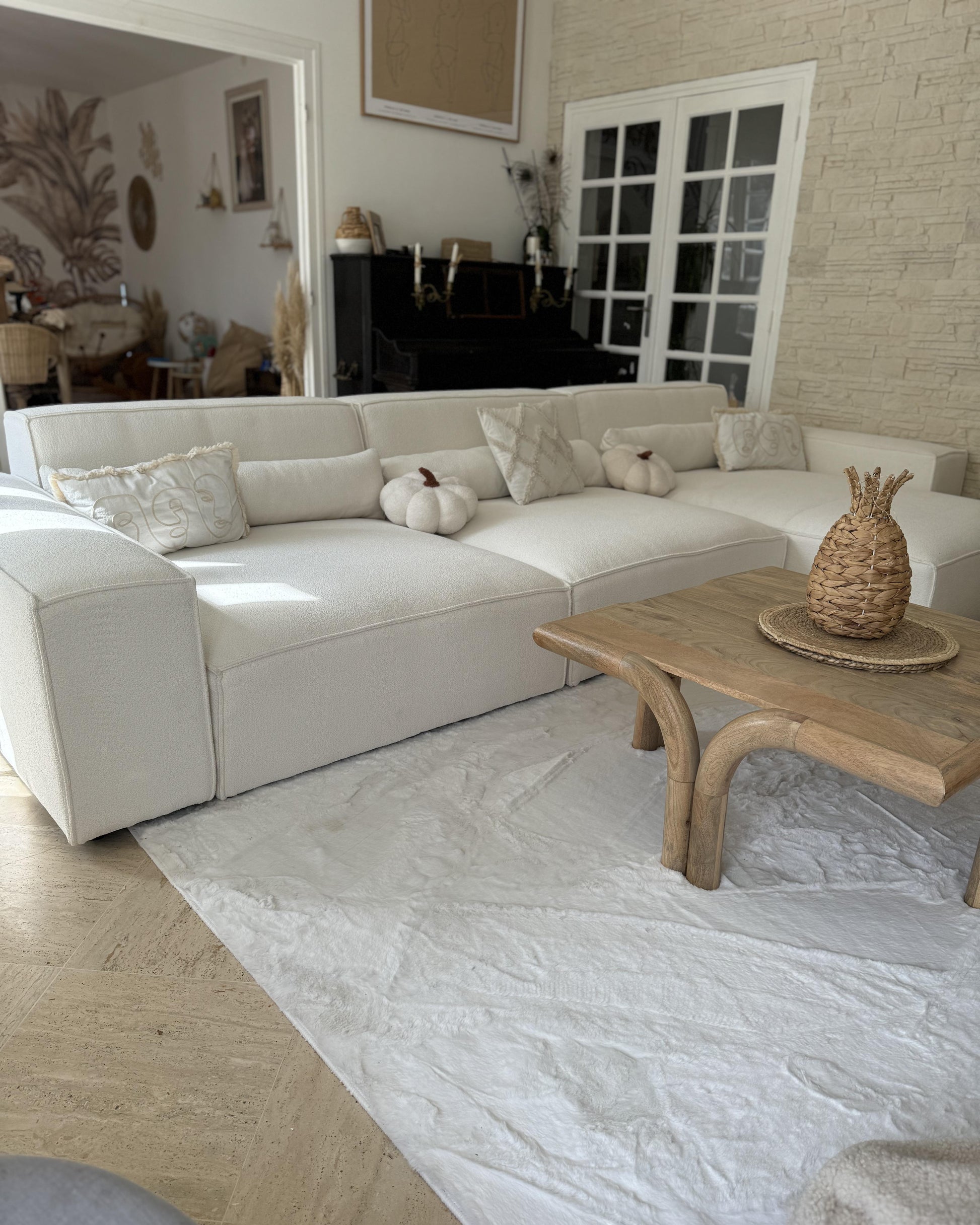  Corner Seat HELLNAR Boucle Off-White Right Hand