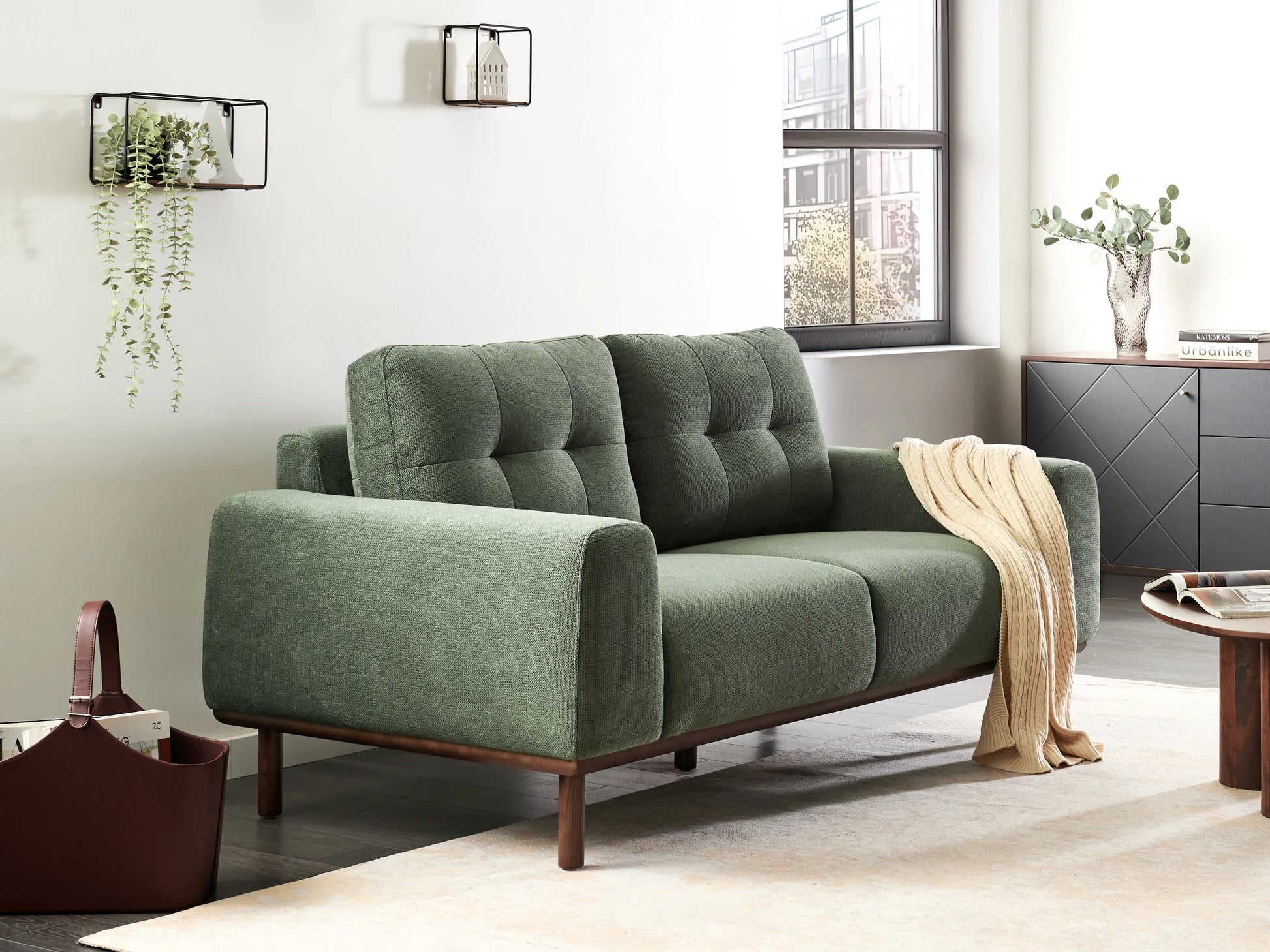  Sofa 2 Seater LAURILA Fabric Green