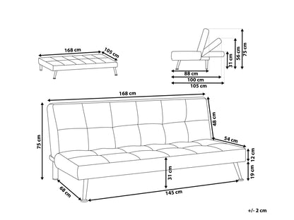  Sofa Bed 3 Seater HASLE Fabric Dark Grey