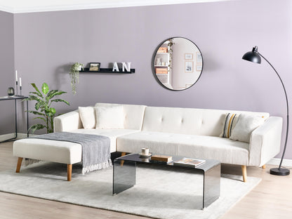  Corner Sofa Bed 4 Seater VADSO Boucle Off-White Right Hand