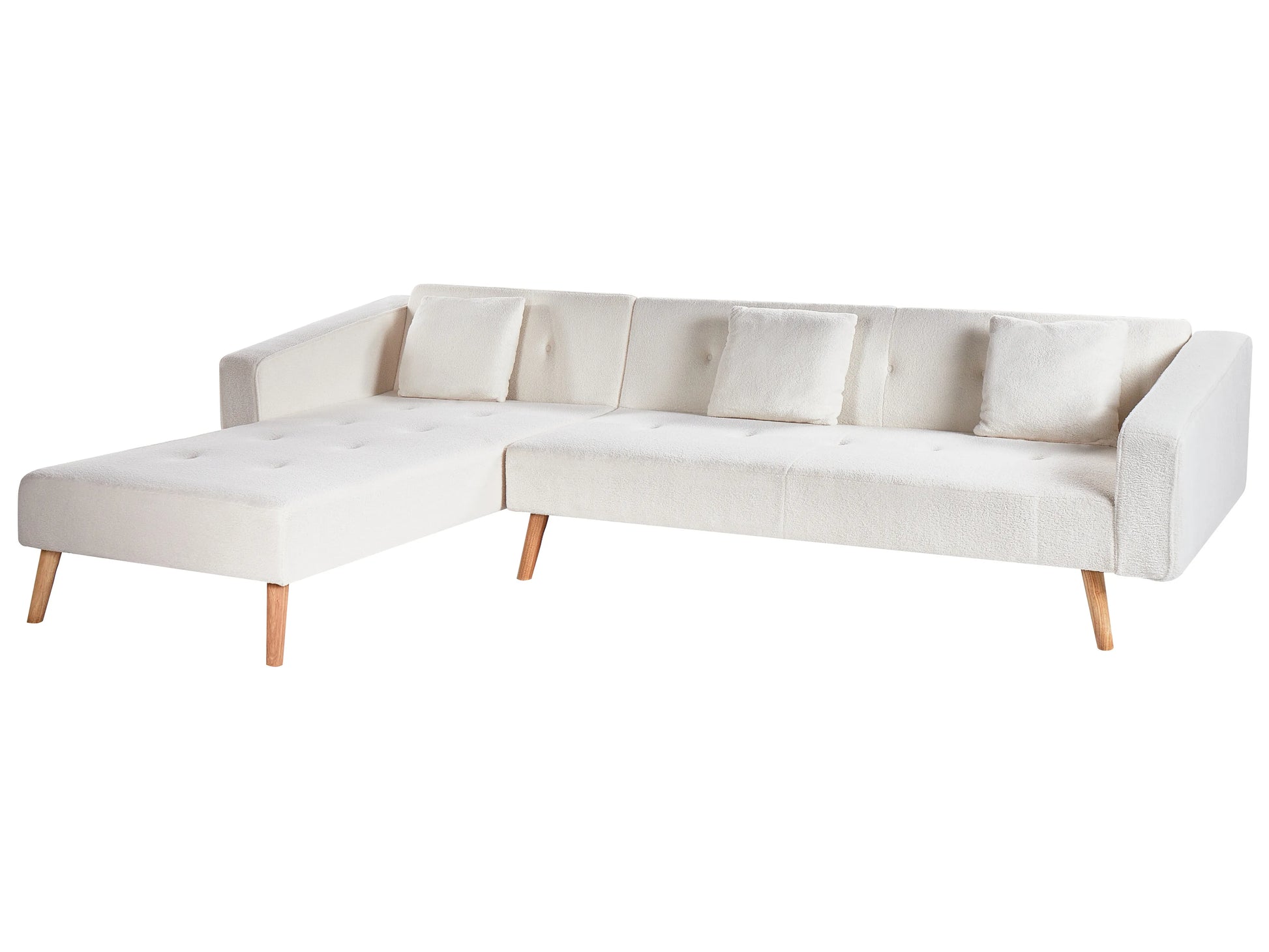  Corner Sofa Bed 4 Seater VADSO Boucle Off-White Right Hand