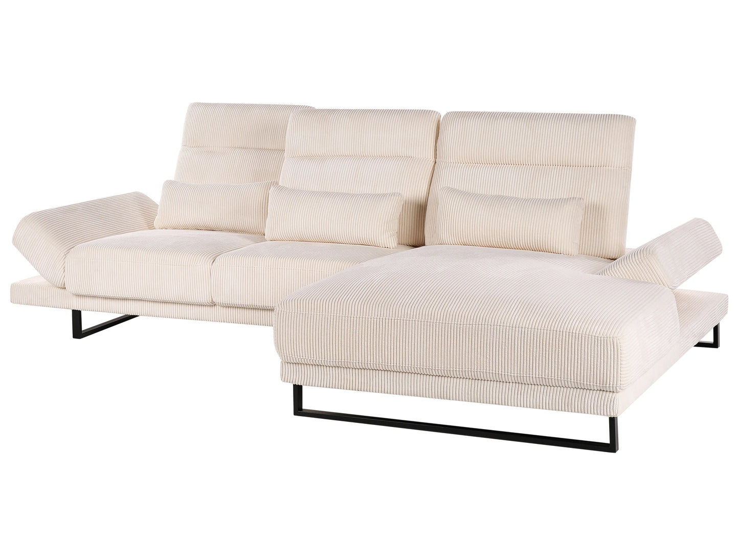  Corner Sofa 4 Seater IKAST Corduroy Beige Left Hand
