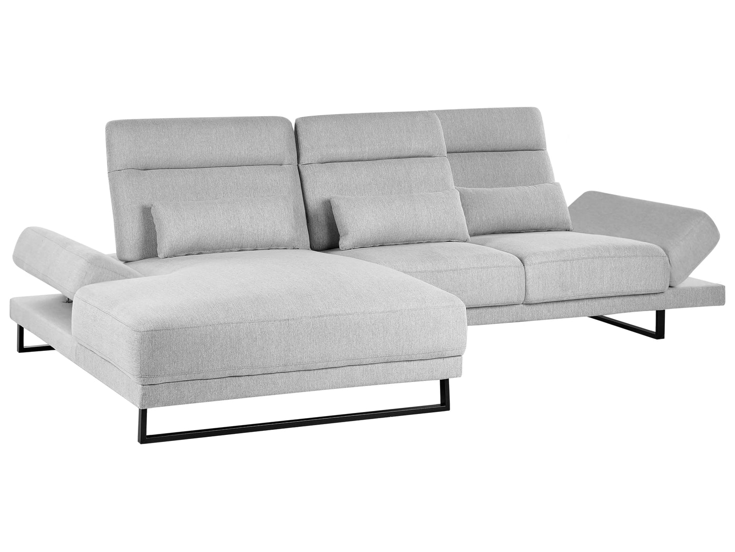  Corner Sofa 4 Seater IKAST Fabric Light Grey Right Hand
