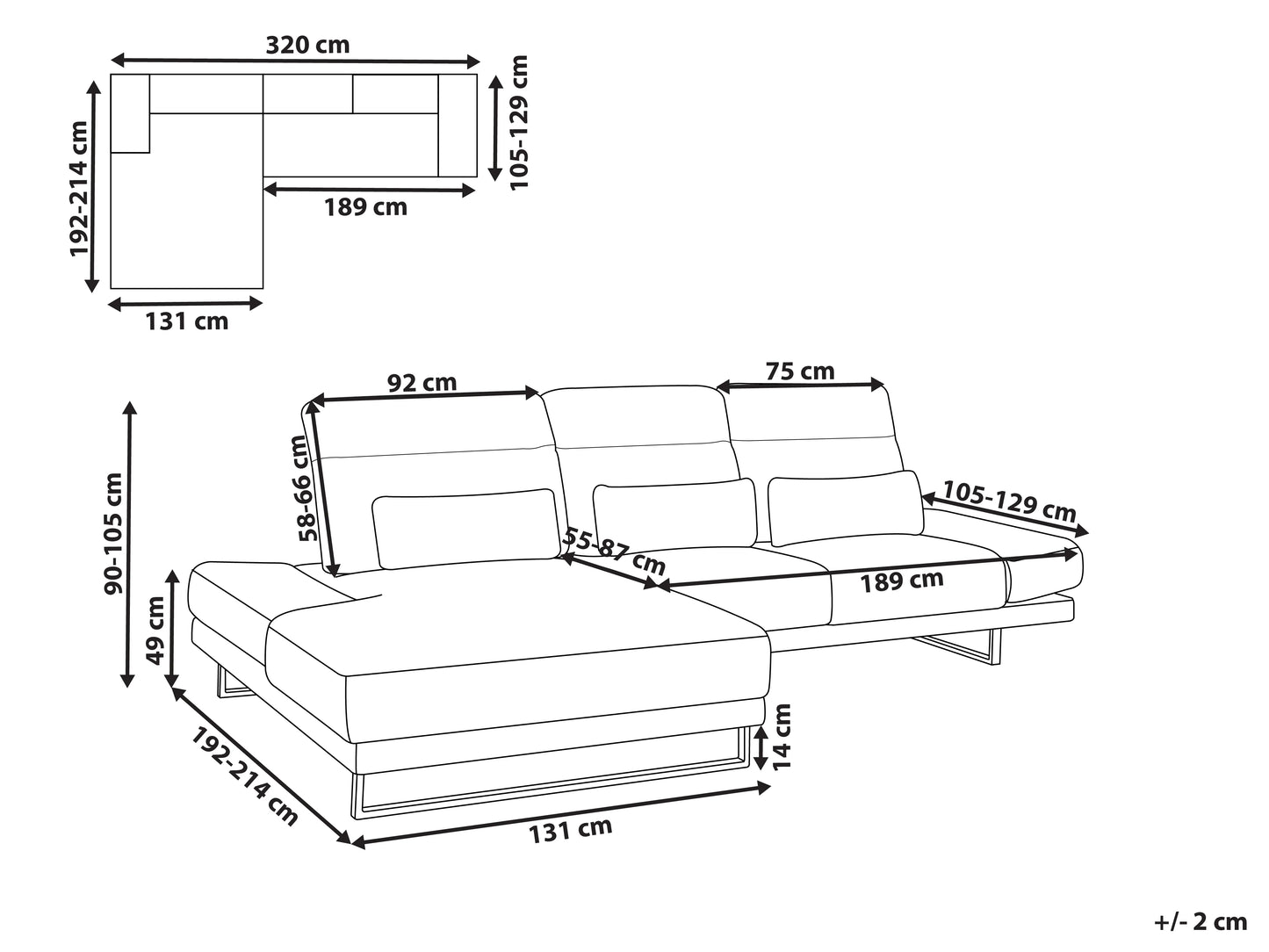  Corner Sofa 4 Seater IKAST Fabric Light Grey Right Hand