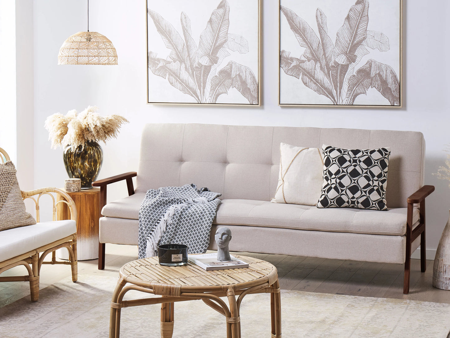  Sofa Bed 3 Seater TJORN Fabric Beige
