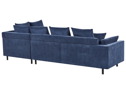  Corner Sofa 4 Seater LUNNER Corduroy Dark Blue Left Hand