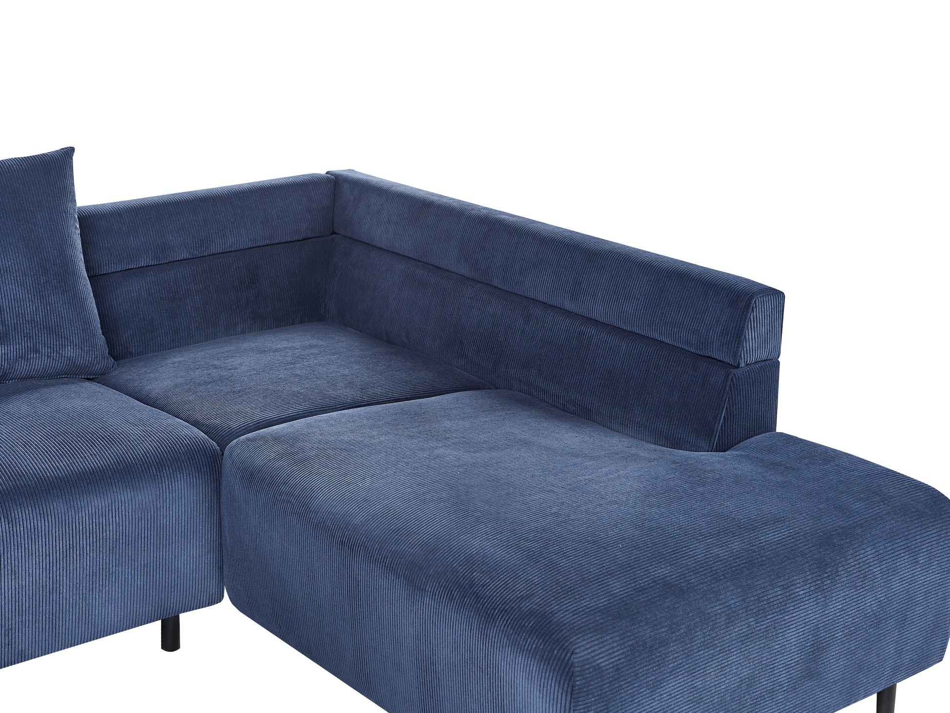  Corner Sofa 4 Seater LUNNER Corduroy Dark Blue Left Hand