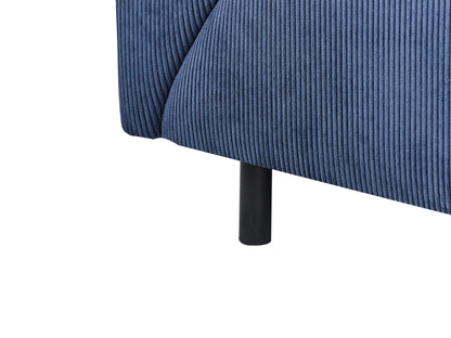  Corner Sofa 4 Seater LUNNER Corduroy Dark Blue Left Hand