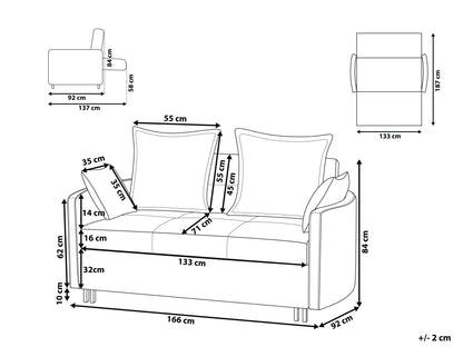  Sofa Bed 2 Seater HOVIN Fabric Taupe