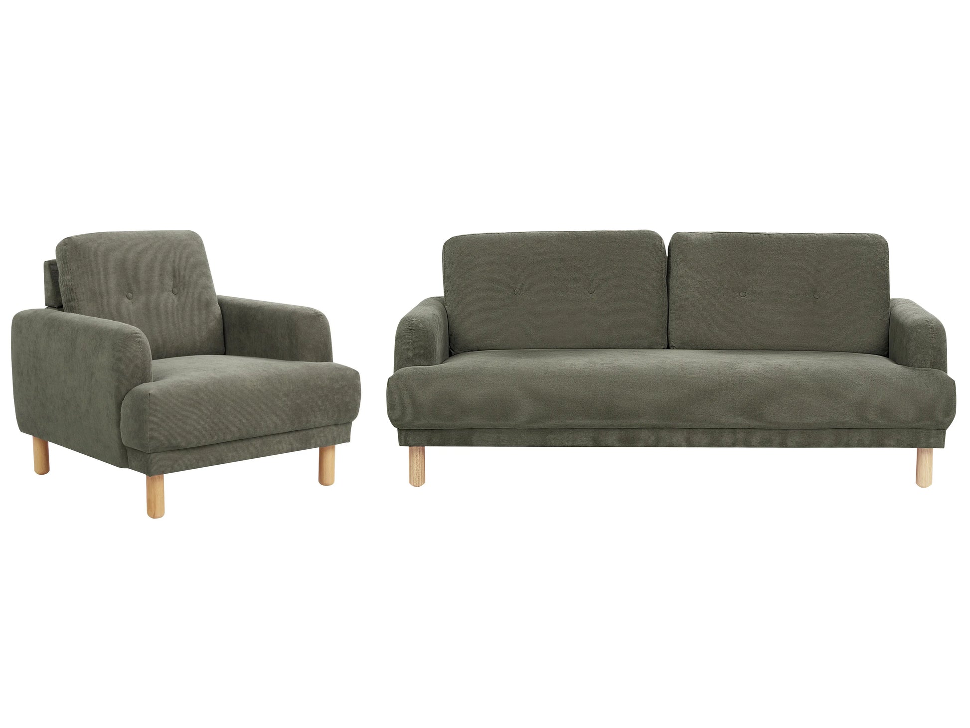  Living Room Set 4 Seater TUVE Corduroy Dark Green