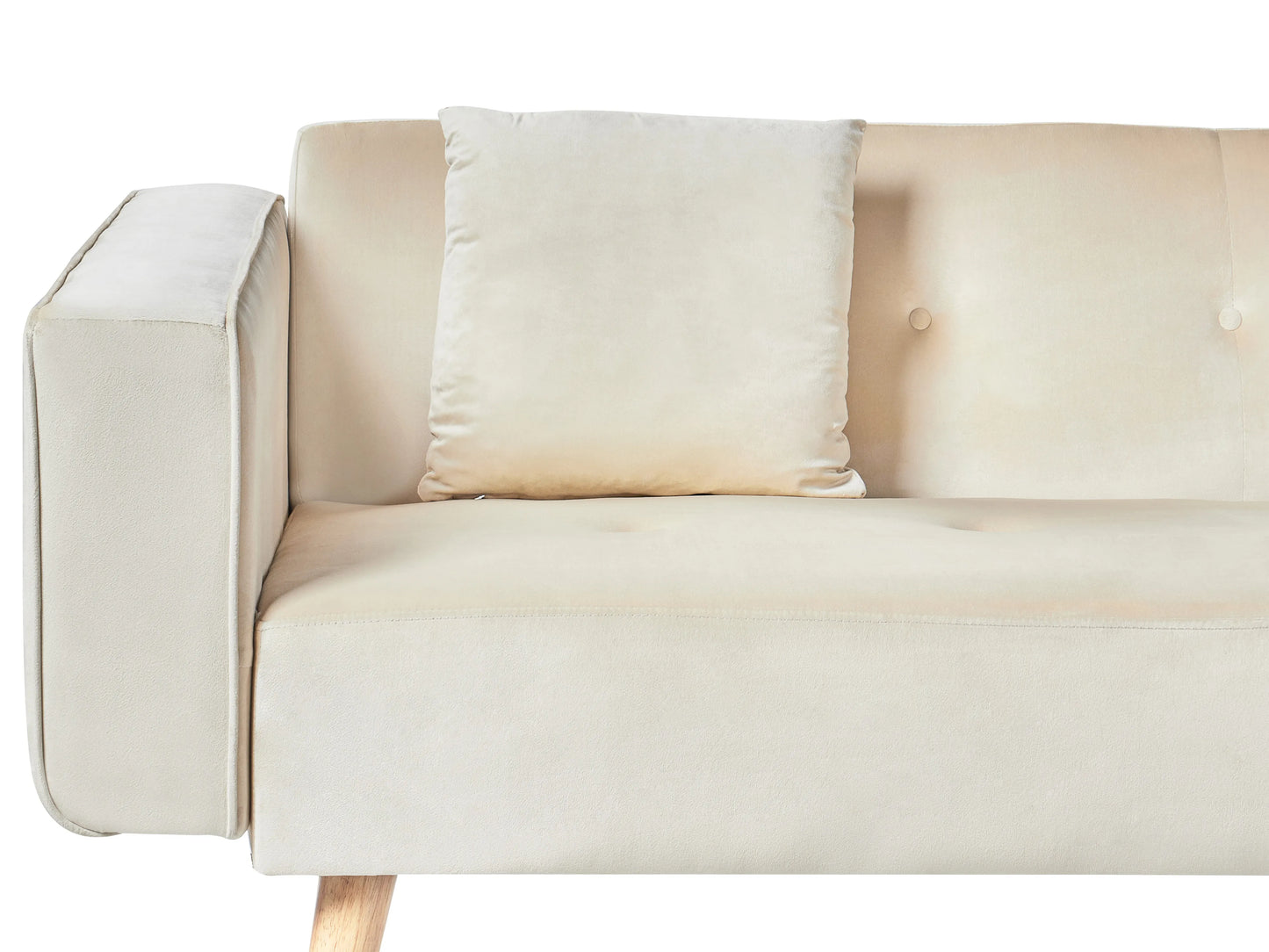  Corner Sofa Bed 4 Seater VADSO Velvet Light Beige Left Hand