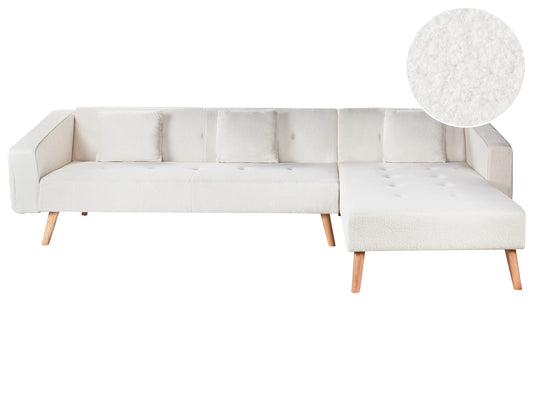  Corner Sofa Bed 4 Seater VADSO Boucle Off-White Left Hand