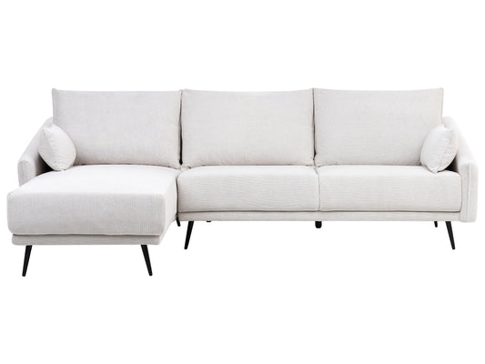  Corner Sofa 3 Seater VARDE Fabric Off-White Right Hand