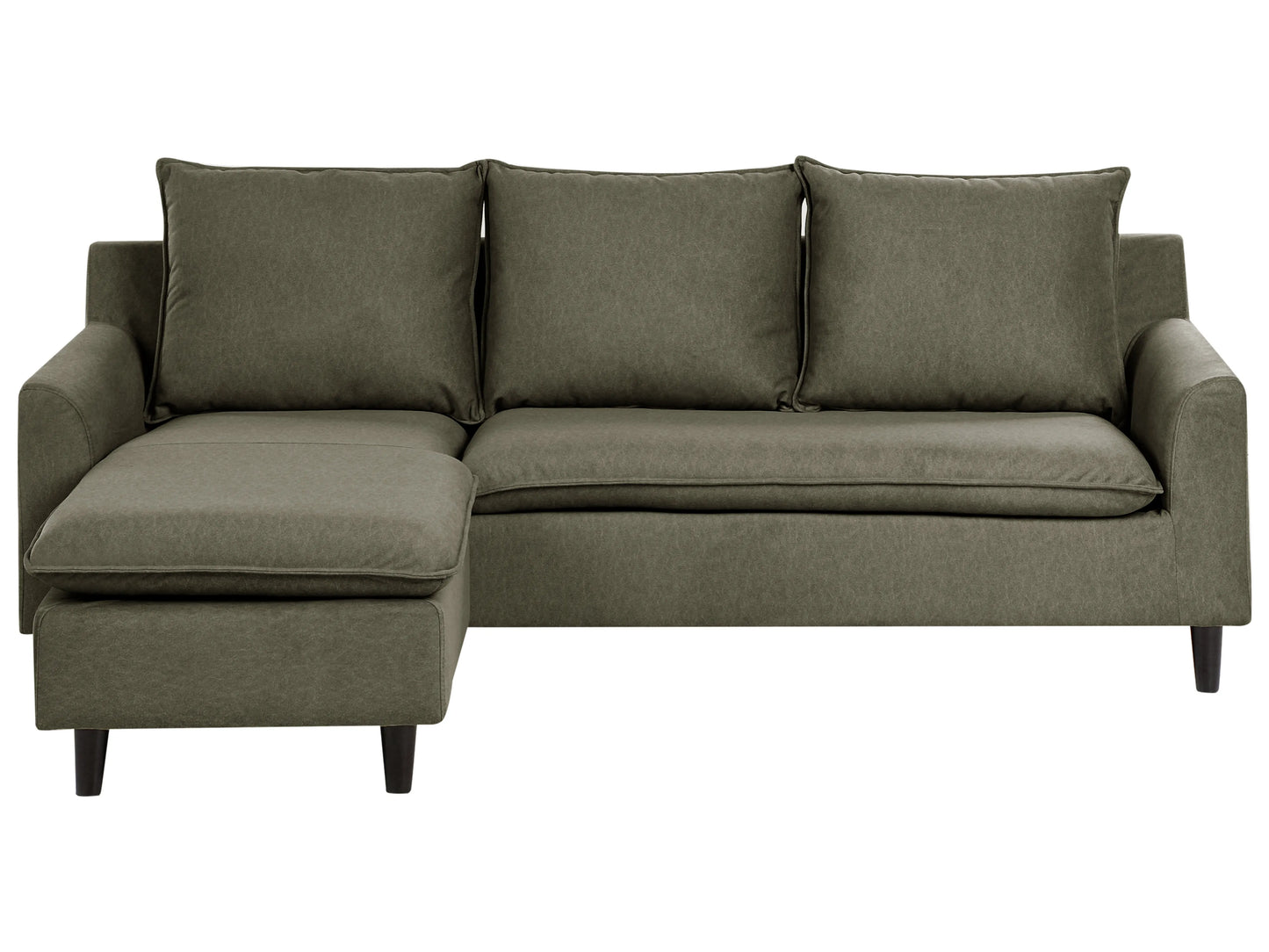  Corner Sofa 3 Seater ELVENES Fabric Dark Green Right Hand